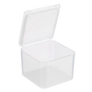 24pcs Clear Storage Container with Hinged Lid 40x28mm Plastic Square ...