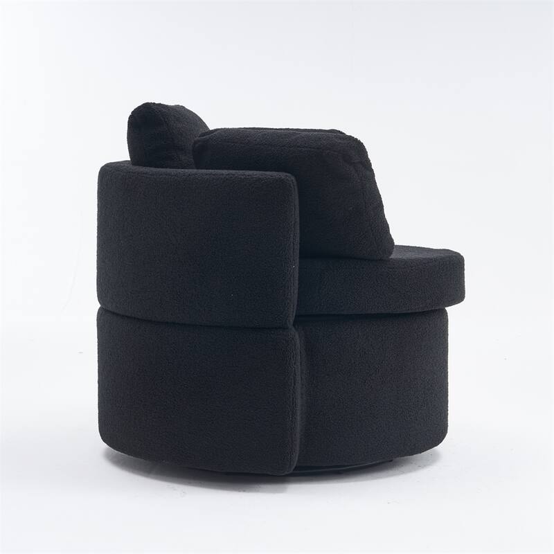 Teddy Fabric Swivel And Storage Chair w/Back Cushion For Living Room