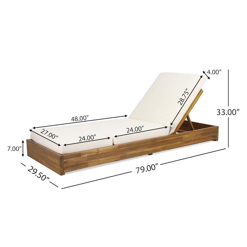 Christopher Knight Home - Ian Acacia Wood Chaise Lounge with Adjustable Recline and Slatted Design