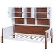 preview thumbnail 9 of 12, Twin Platform Bed with Storage Shelves, Cabinets, and Walnut Accents, White+Walnut