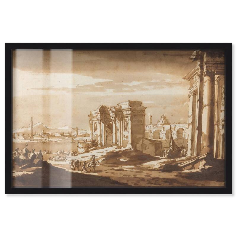 Capriccio View of Roman Ruins Shadowbox by Art Remedy - Black - 36" x 24"
