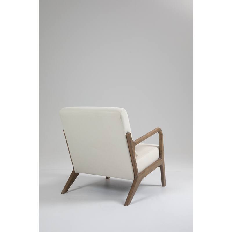 Upholstered Accent Chair with Lumbar Pillow, Living Room Chairs with Solid Wood Frame, Lounge Reading Armchair