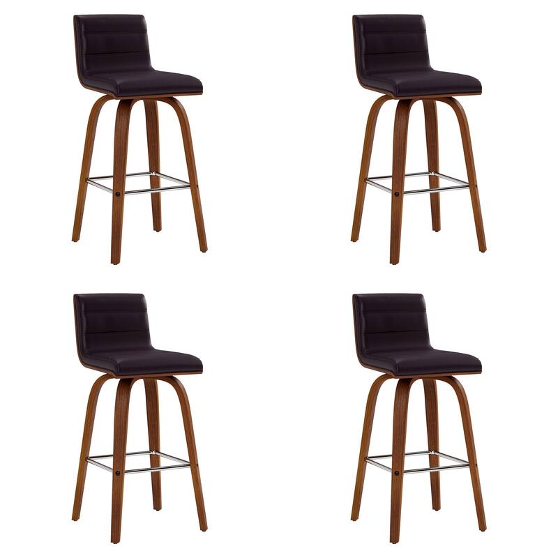 Skara Mid-Century Swivel Counter Stool, Upholstered Counter Height Chair with Bentwood Legs