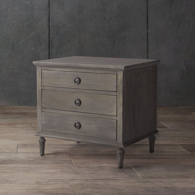 SAFAVIEH Couture Firyal 3-Drawer Wood Nightstand - Light Grey