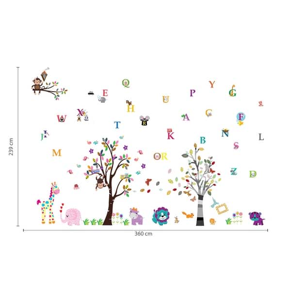 dimension image slide 1 of 3, Walplus Photo Tree Frame Alphabet Letters Wall Sticker Nursery Decor