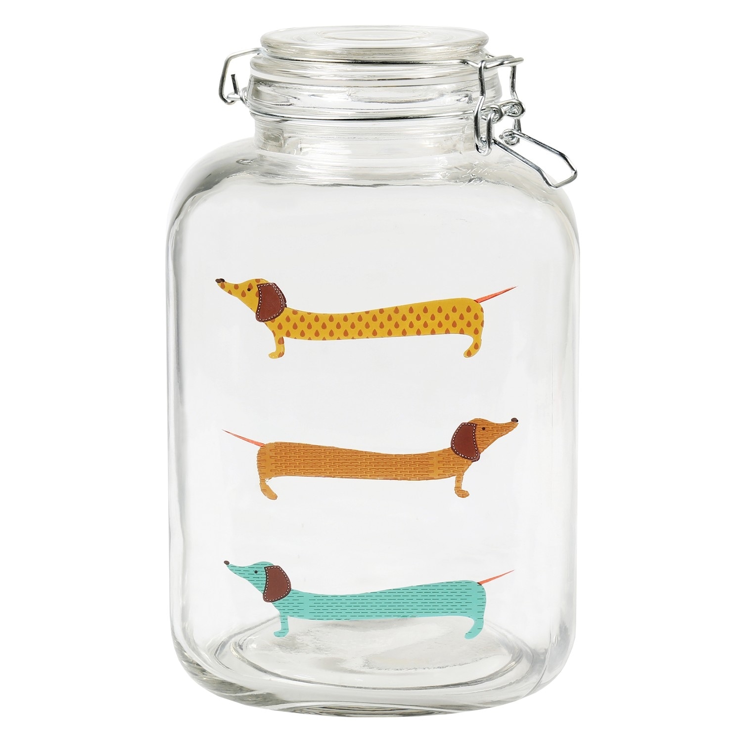Dachshund Decorative Glass Treat Cookie Jar Large Bail And Trigger Locking Airtight Lid Canister Hermetic Seal Overstock 21833586