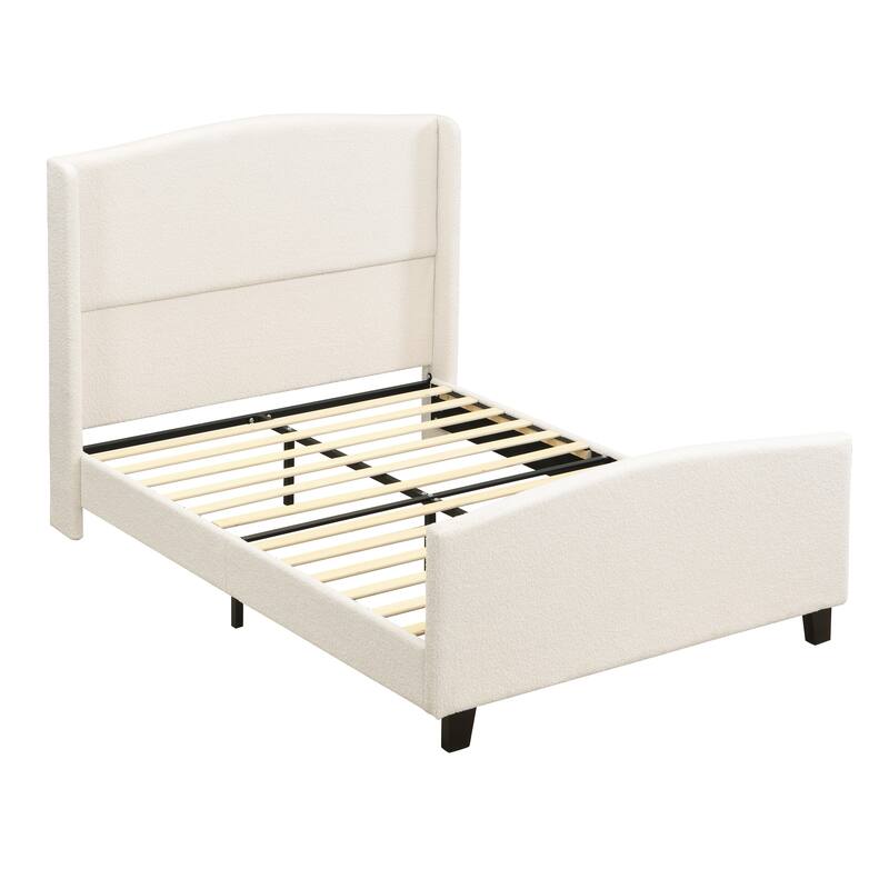 49.21"High Back Upholstered Headboard Teddy Velvet Bed Frame