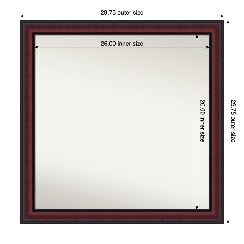 Dalat Non-Beveled Framed Bathroom Vanity Wall Mirror - Dalat Cherry - 30 x 30 in