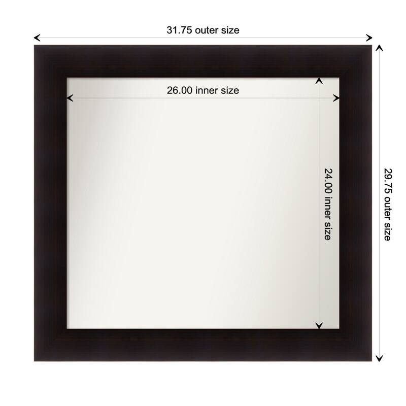 Portico Espresso Framed Non-Beveled Custom Wall Mirror, Bathroom Vanity Mirror - Outer Size: 31.75 x 29.75