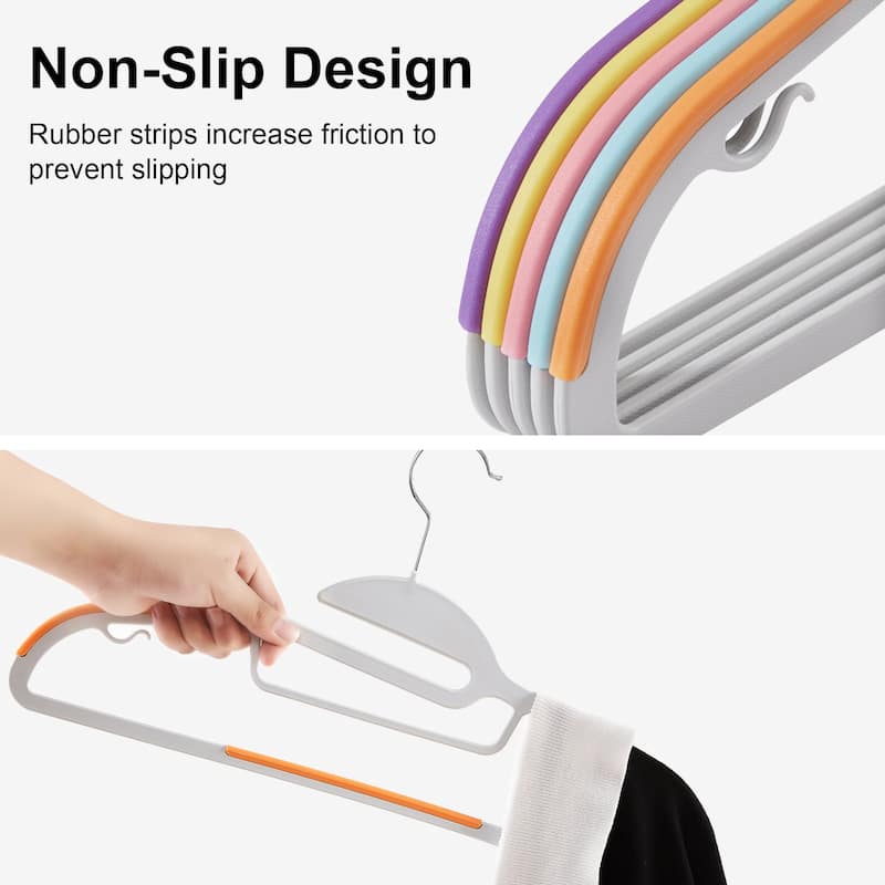 Javlergo 25/50 Pack Heavy Duty Plastic Hangers, 360º Swivel Hook Coat Hangers, Non-Slip, Space-Saving
