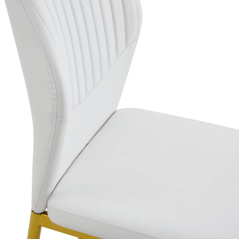 Set of 4 Vertical Stripe Design Dining Chair with Metal Leg Armless Chair Accent Chair Armless Chair for Dining Room