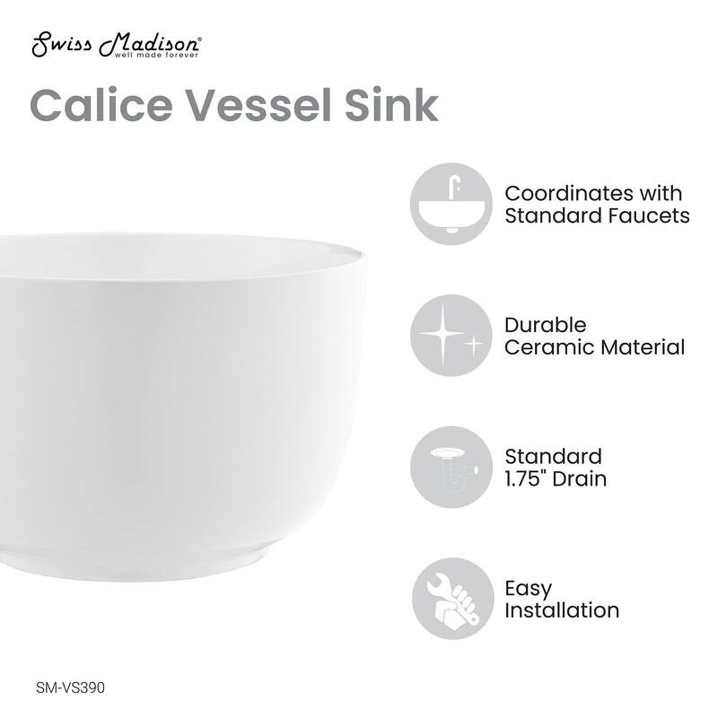Calice 15'' Vessel Sink In White - 14.95" x 14.95" x 9.45"