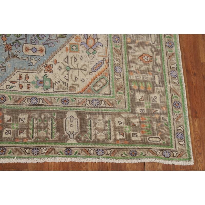 Traditional Tabriz Persian Area Rug Hand-Knotted Geometric Wool Carpet - 6'7"x 9'10"