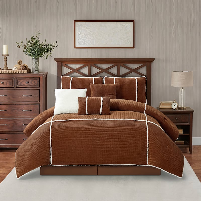 Nanshing Ingrid 7 Piece Cabin, Modern Comforter Set - Rust - California King