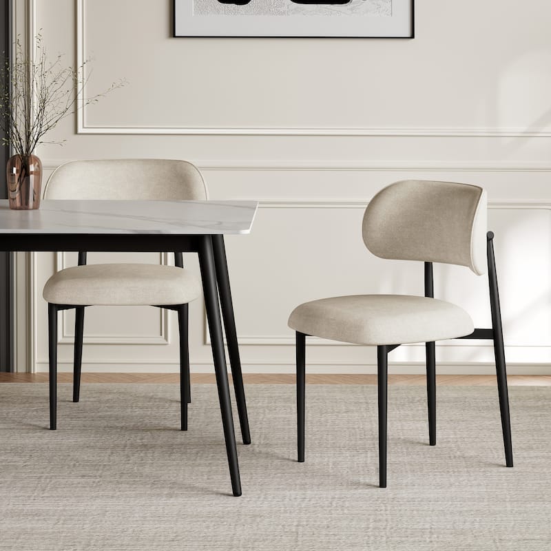 Vibe Upholstered Dining Chair with Black Metal Legs (Set of 4)