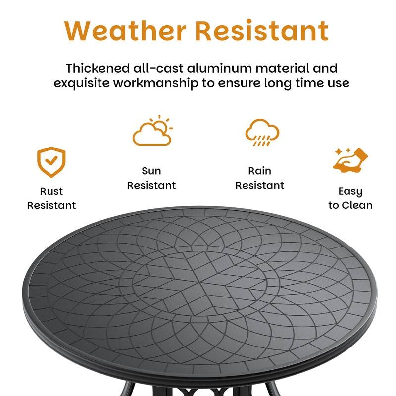 5-Piece Aluminum Round Outdoor Patio Dining Set, 4 Cushioned Swivel Chairs, Table, All-Weather Frames