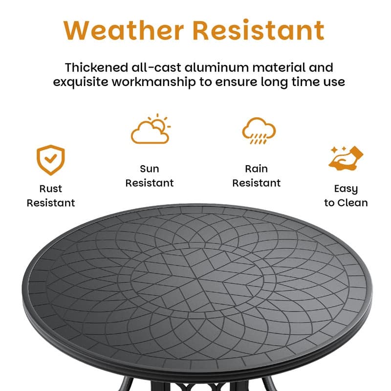 7-Piece Aluminum Round Outdoor Patio Dining Set, 6 Cushioned Swivel Chairs, Table, All-Weather Frames