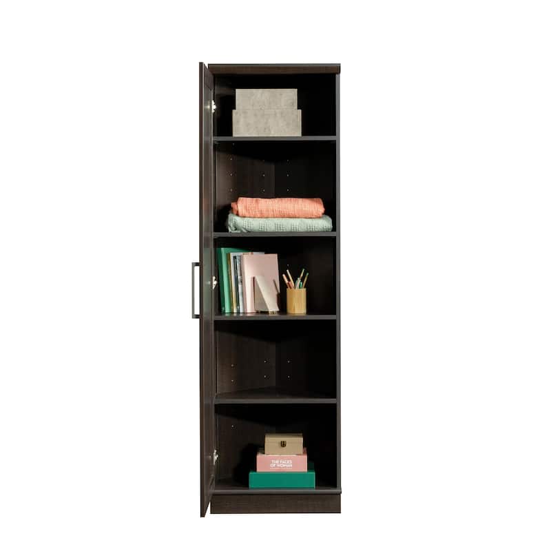 Engineered Wood Contemporary Corner Storage Cabinet with 5 Shelves, Brown - 20.79" W × 19.45" D × 71.42" H