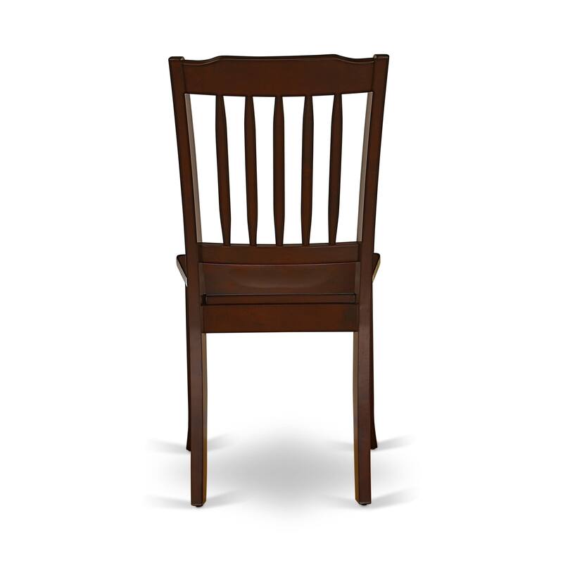 East West Furniture Dining Table Set- a Dining Table with Pedestal and Wood Seat Chairs, Mahogany(Pieces Options)