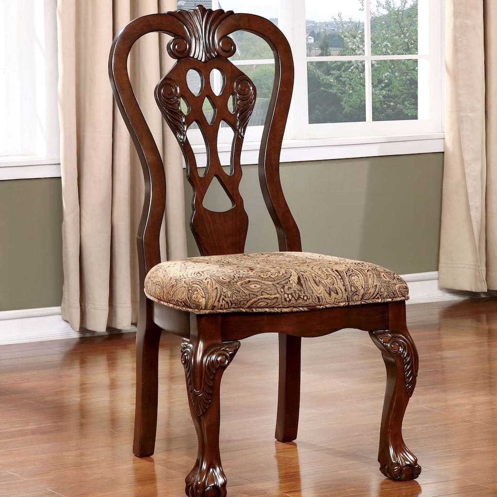Set of 2 Fabric Dining Side Chair in Brown Cherry