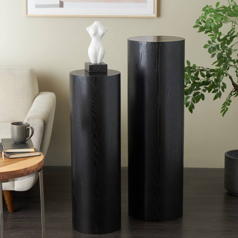 Wood Handmade Pedestal Table - Set of 2 Brown, Black or White - Roche River Decor