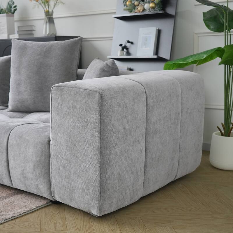 104.8" Linen Sectional Loveseat Sofa Modular Couch with Pillows