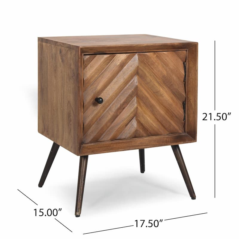 Mango Wood Cabinet with Iron Legs - Mid-Century Boho Storage