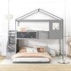 preview thumbnail 6 of 9, Kids Wood Twin Over Full House Bunk Bed with Guardrail & Window