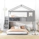 preview thumbnail 14 of 18, Twin over Full House Bunk Bed with Storage Staircase & Doodle Blackboard, Solid Wood Slats Support, Perfect for Kids' Bedroom