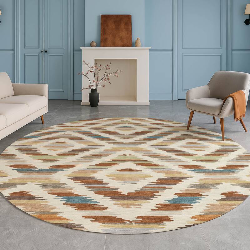 Machine Washable Indoor/ Outdoor Global Diamdon Chantille Rug