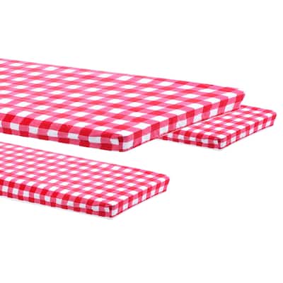 3Pcs Picnic Table Cover Bench Covers PVC Vinyl Fitted 6ft Tablecloth - 197 x 90 cm