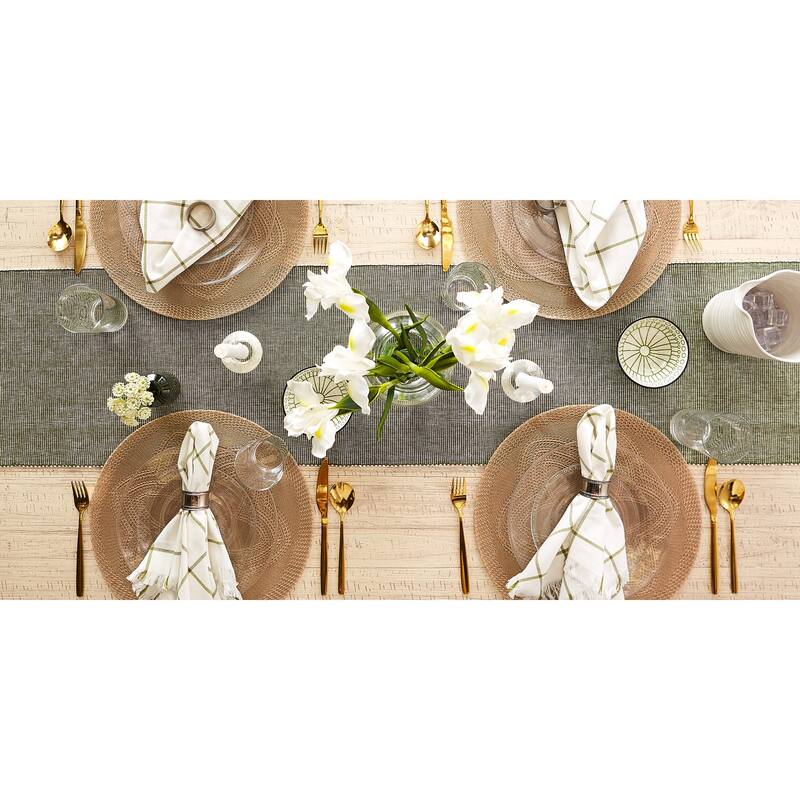 DII Black & White 2-Tone Ribbed Table Runner