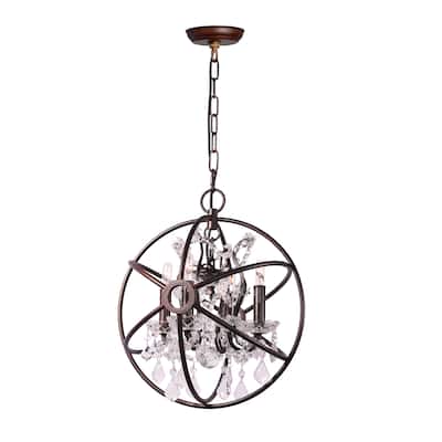 4 Light Globe Chadelier in Oil Rubbed Bronze and Clear Crystals - Oil Rubbed Bronze - Oil Rubbed Bronze