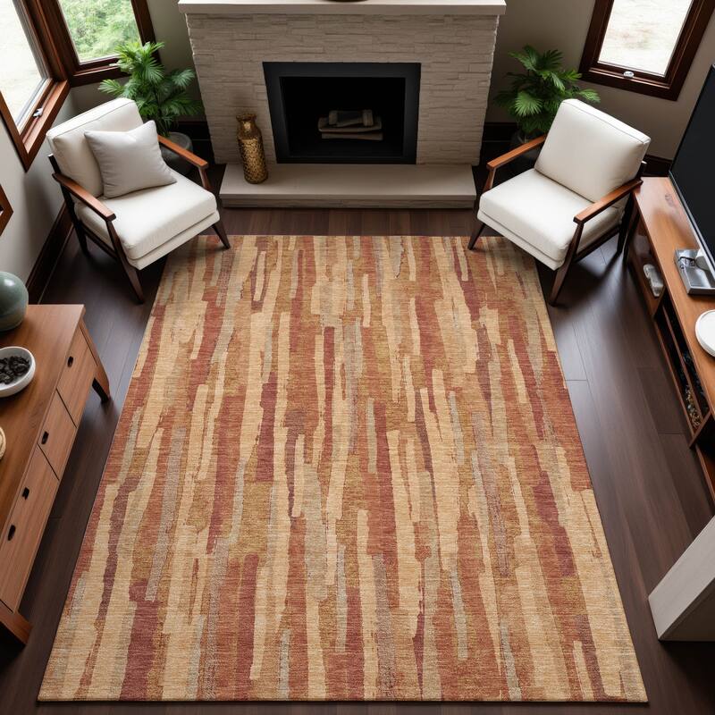 Premium Washable Super Soft Global Stripes Mayfield Rug - Salmon - 3' x 5'