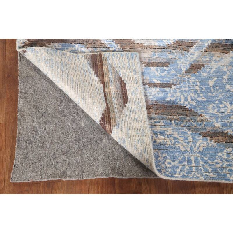 All-Over Striped Abstract Modern Accent Rug Handmade Wool Carpet - 2'8"x 4'8"