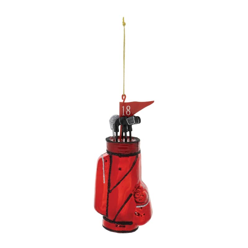 Golf Clubs and Bag Glass Christmas Ornaments - 5.5" - Red - 12ct
