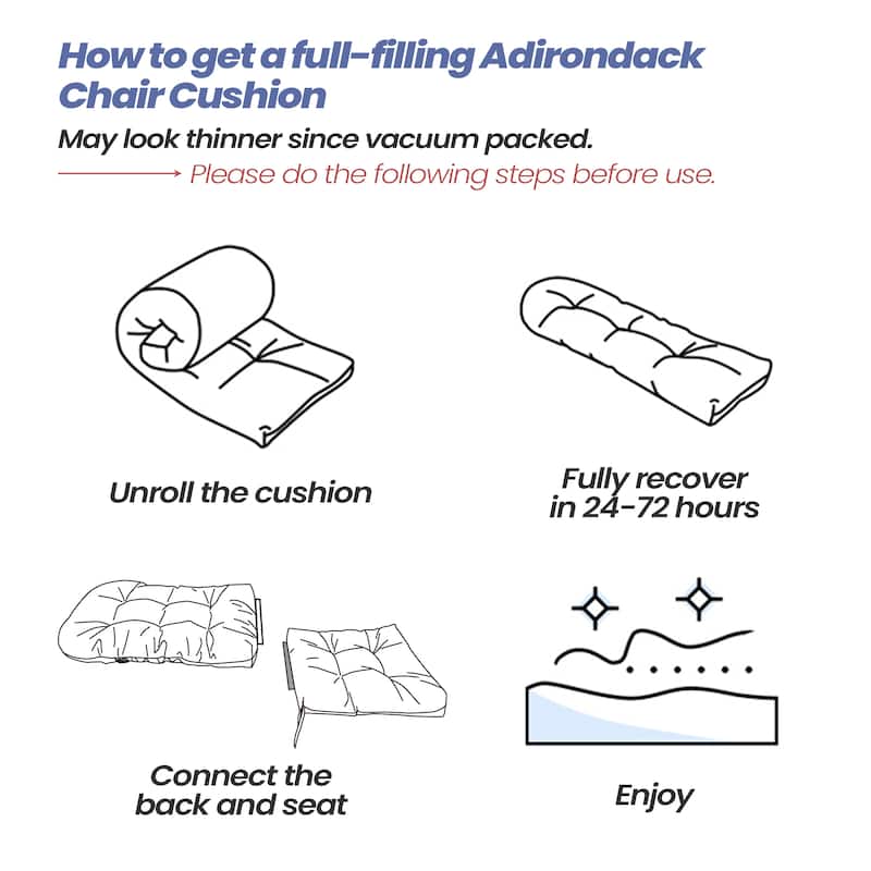 Adirondack Style Patio Outdoor Chair Cushion for Adirondack Chair or Lounge Rocking Chair - See picture
