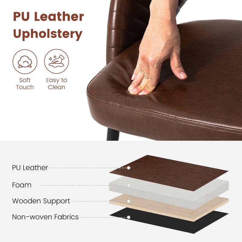 Glitzhome Set of 4 Faux Leather Upholstered Side Dining Chairs with V-shaped Wood Legs