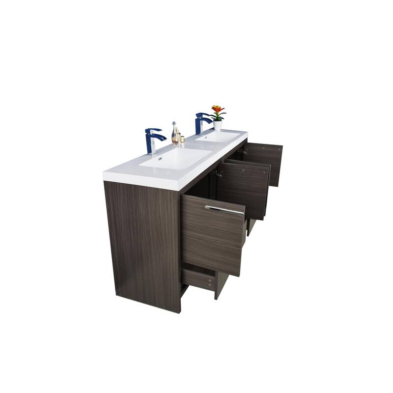 Dolce 72 Freestanding Bath Vanity with Dual Basin Reinforced Acrylic Top