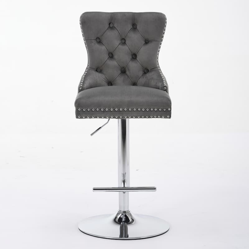 Upholstered Swivel Barstools Side Chair Set of 2