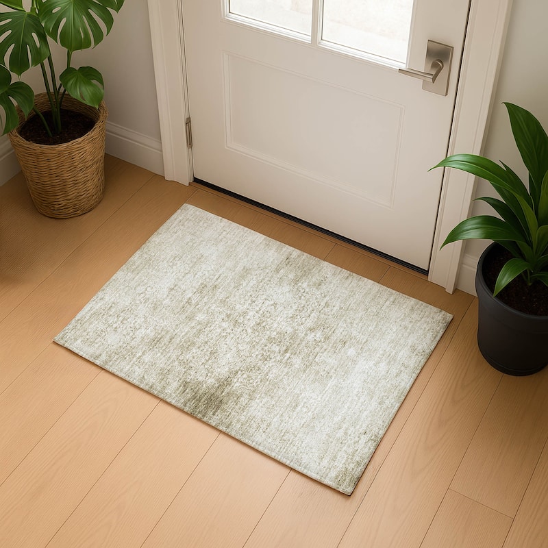 Premium Washable Super Soft Vintage Traditional Mayfield Rug - Beige - 1'8" x 2'6"