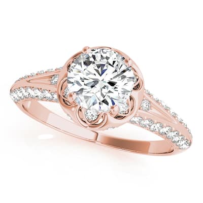 Auriya 14k Rose Gold Lab Grown Round Diamond Halo Engagement Ring 0.50 to 5.00 ct. tw. (F-G VS)