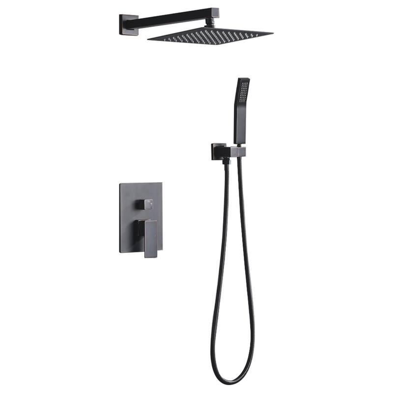 Topcraft 10-Inch Rain Shower Head, Wall Mount Complete Shower System with Handheld Showerhead