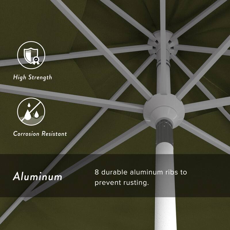 California Umbrella 11' Golden State Series Patio Umbrella White Aluminum Frame Crank Lift Collar Tilt Pacifica Pacific Blue
