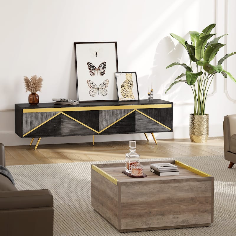 Moasis 78.7-inch Mid-Century TV Stand with 2 Cabinet