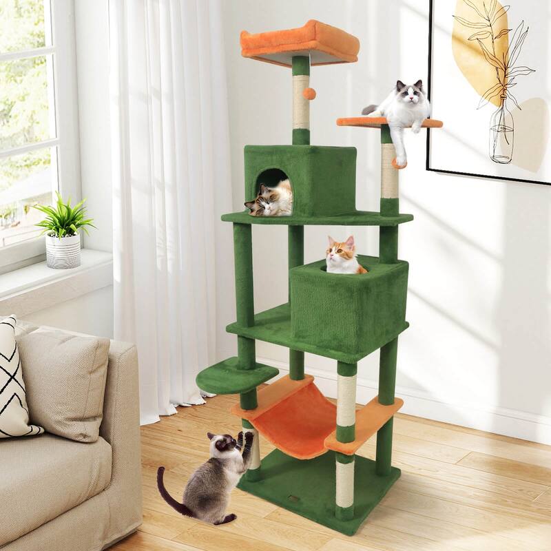 Costway 70” Cat Tree for Indoor Cats with Padded Top Perch, Dual - See Details