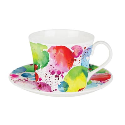 Roy Kirkham Planets Lucy Breakfast Cup and Saucer (Set of 2), Bone China Ceramic, Made in England