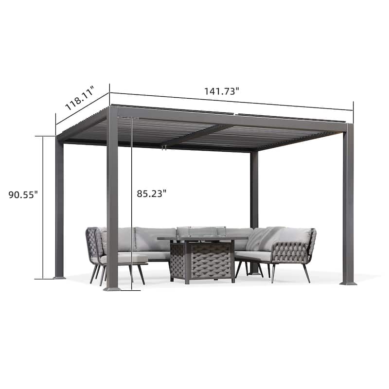 PURPLE LEAF Outdoor Louvered Pergola with Adjustable Metal Roof for Patio Pergola