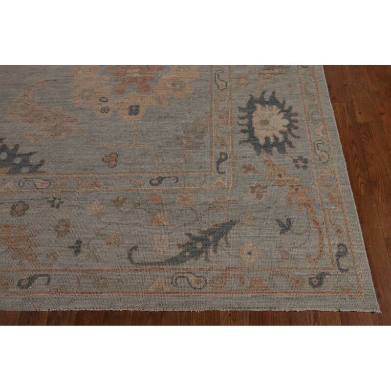 Vegetable Dye Grey Oushak Turkish Rug Hand-Knotted Bedroom Wool Carpet - 9'0"x 12'0"