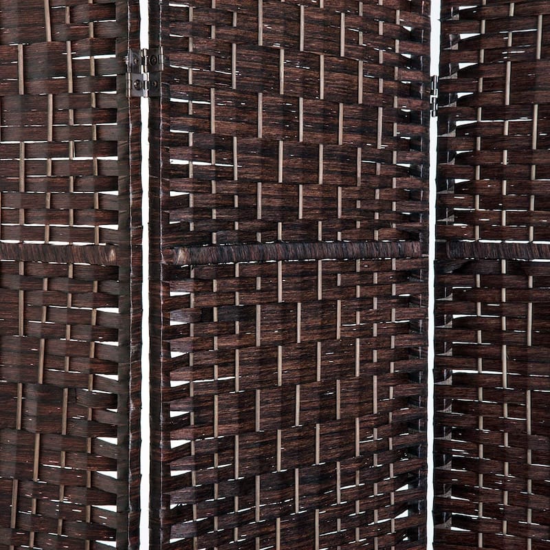 HomCom 6' Tall Wicker Weave Three Panel Room Divider Privacy Screen - Chestnut Brown